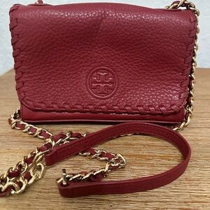 Tory Burch Burgundy Leather Crossbody Bag